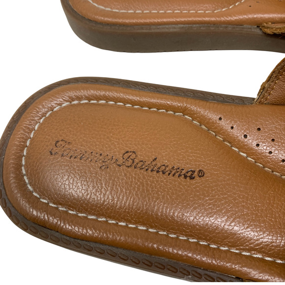 Tommy Bahama Gennadi Palms Slide Sandals Men's Sz 13 Brown Textured Leather - Picture 6 of 8